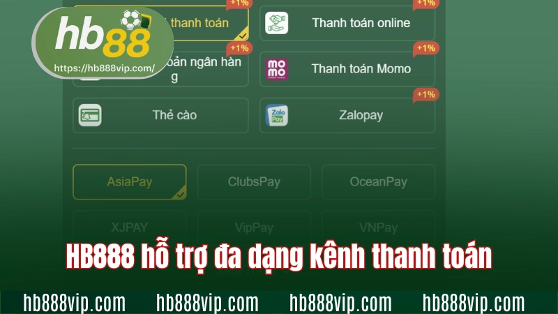 HB88 hỗ trợ đa dạng kênh thanh toán